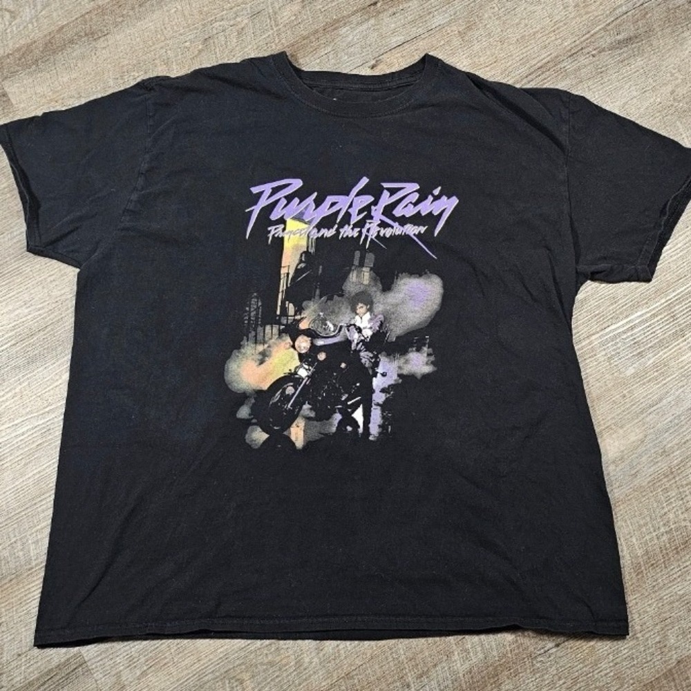 Prince‎ Purple Rain Graphic T-Shirt Black Large Revolution Album Cover Art Tee
